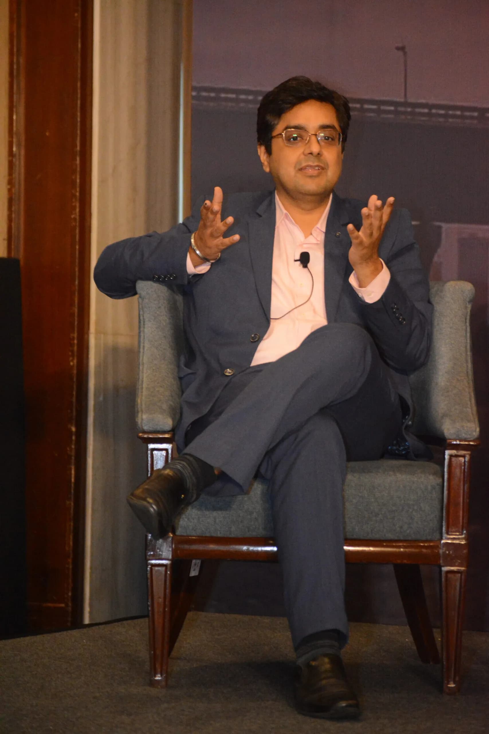 Conference speaker at podium 7